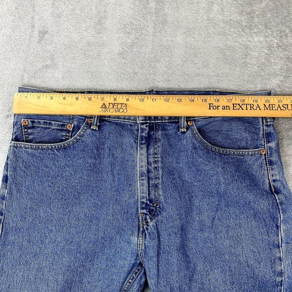 Levi's 505 Mens Regular Fit Straight Leg Denim Jeans Blue Medium Wash Jean - Picture 6 of 7
